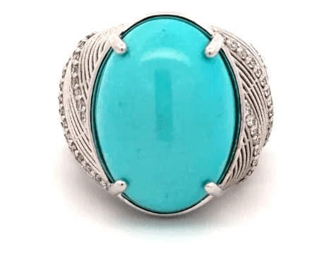 Persian Turquoise and Diamond Ring - Kelly Wade Jewelers Store