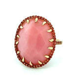 Pink Oval With Orange Sapphire Halo Ring - Kelly Wade Jewelers