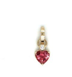 Pink Tourmaline & Diamond Heart Charm - Kelly Wade Jewelers