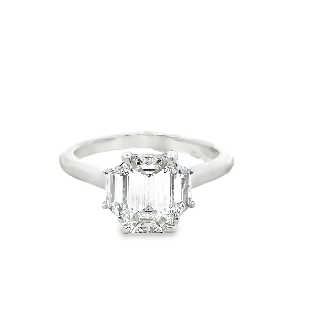 Platinum emerald cut diamond c - Kelly Wade Jewelers