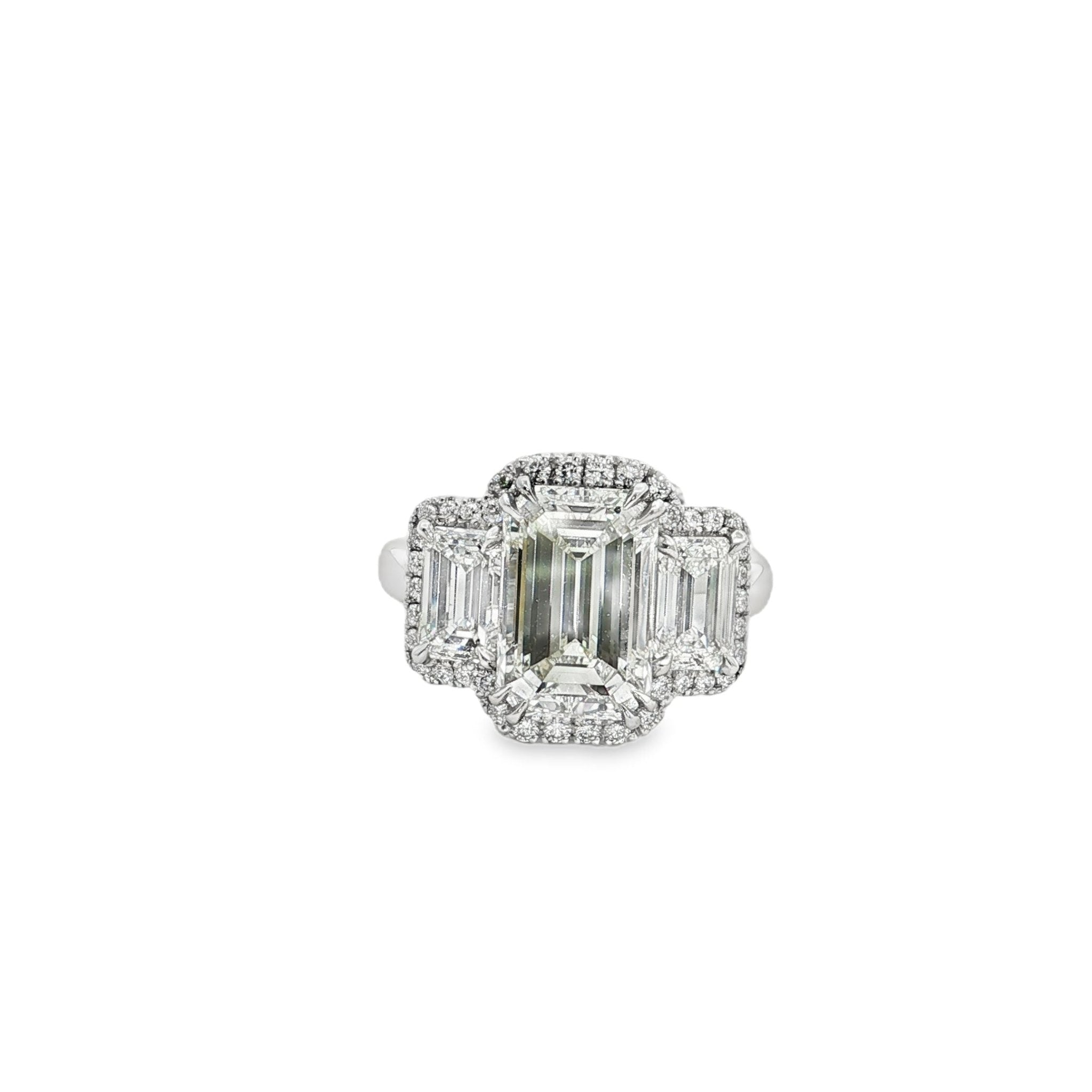 Platinum emerald cut diamond c - Kelly Wade Jewelers
