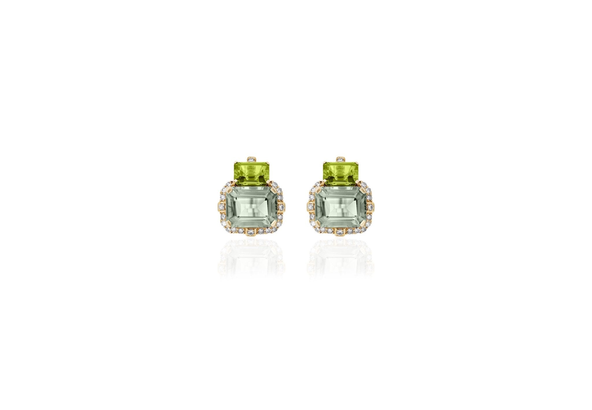 Prasiolite Peridot Diamond Studs - Kelly Wade Jewelers Store