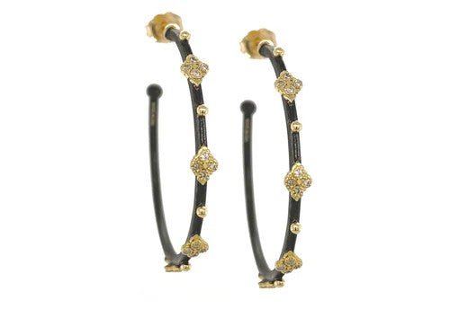 Quatrefoil & Champagne Diamond Hoops - Kelly Wade Jewelers