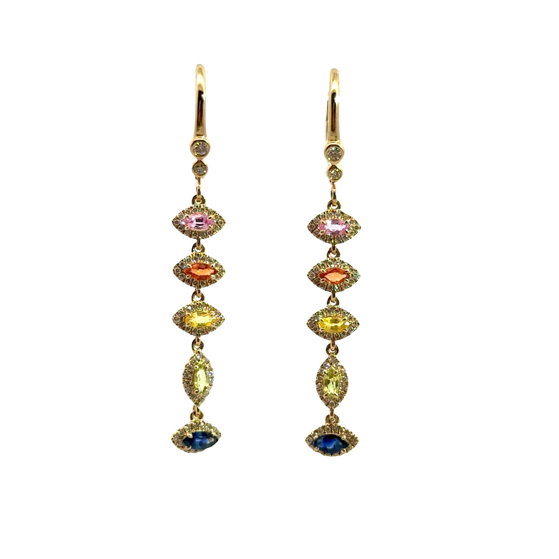 Rainbow Sapphire Dangle Earrings - Kelly Wade Jewelers