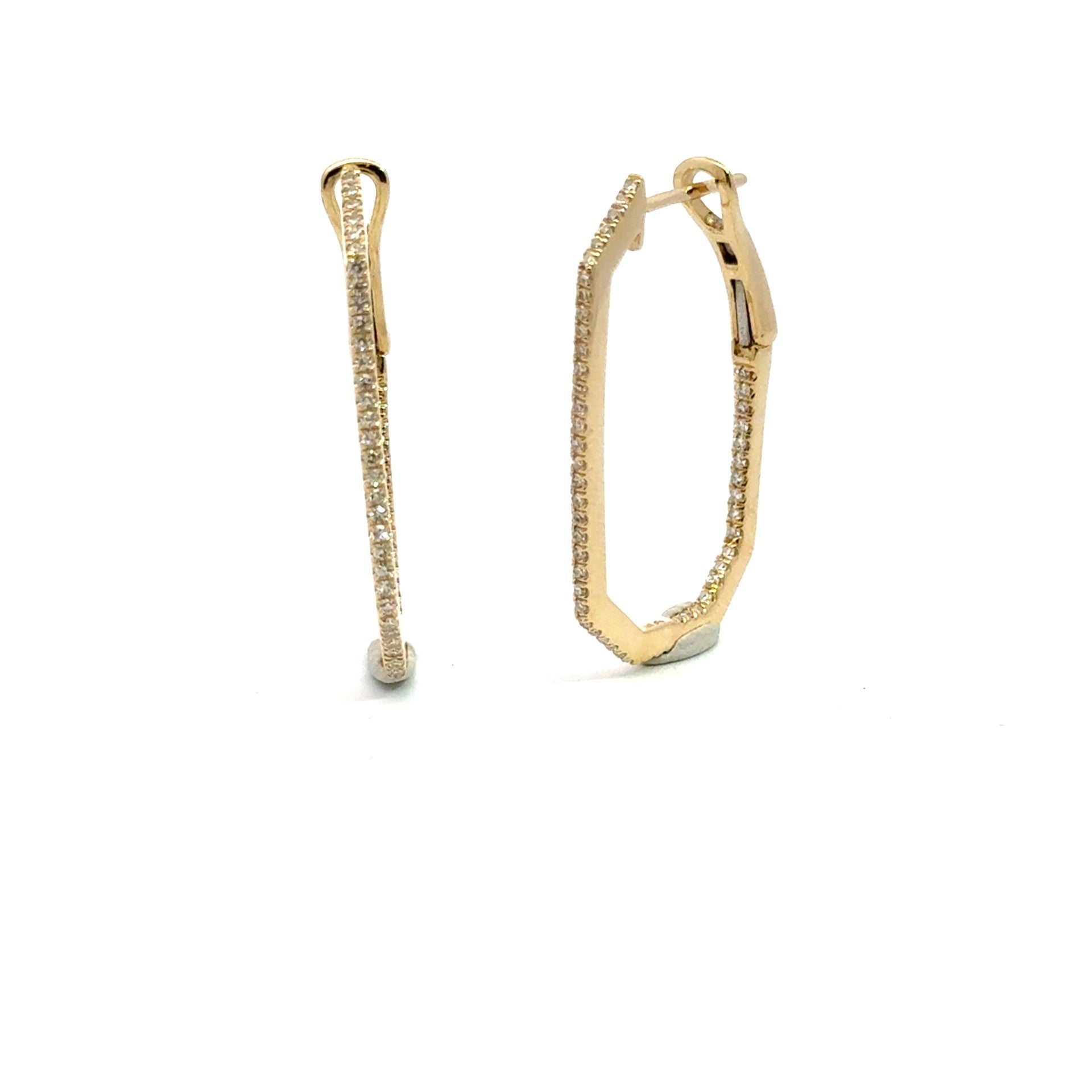 Rectangular Inside Out Diamond Hoop Earrings - Kelly Wade Jewelers