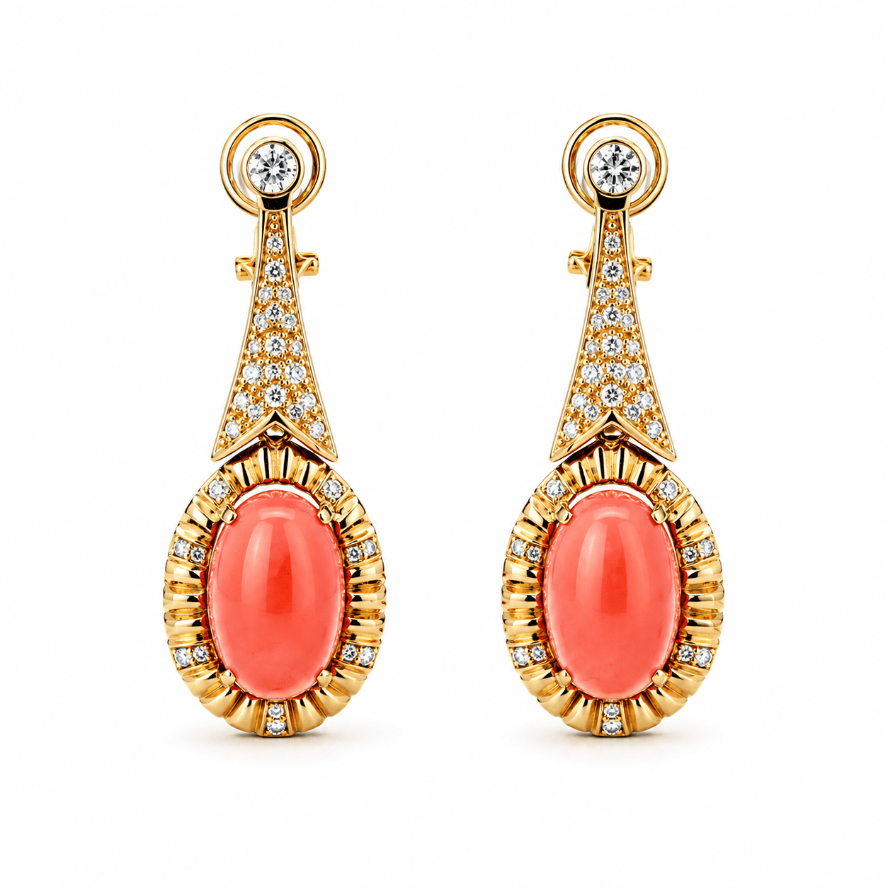 Rhodochrosite Diamond Drop Earrings - Kelly Wade Jewelers