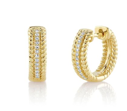 Rope and Diamond Hoop Earrings - Kelly Wade Jewelers Store
