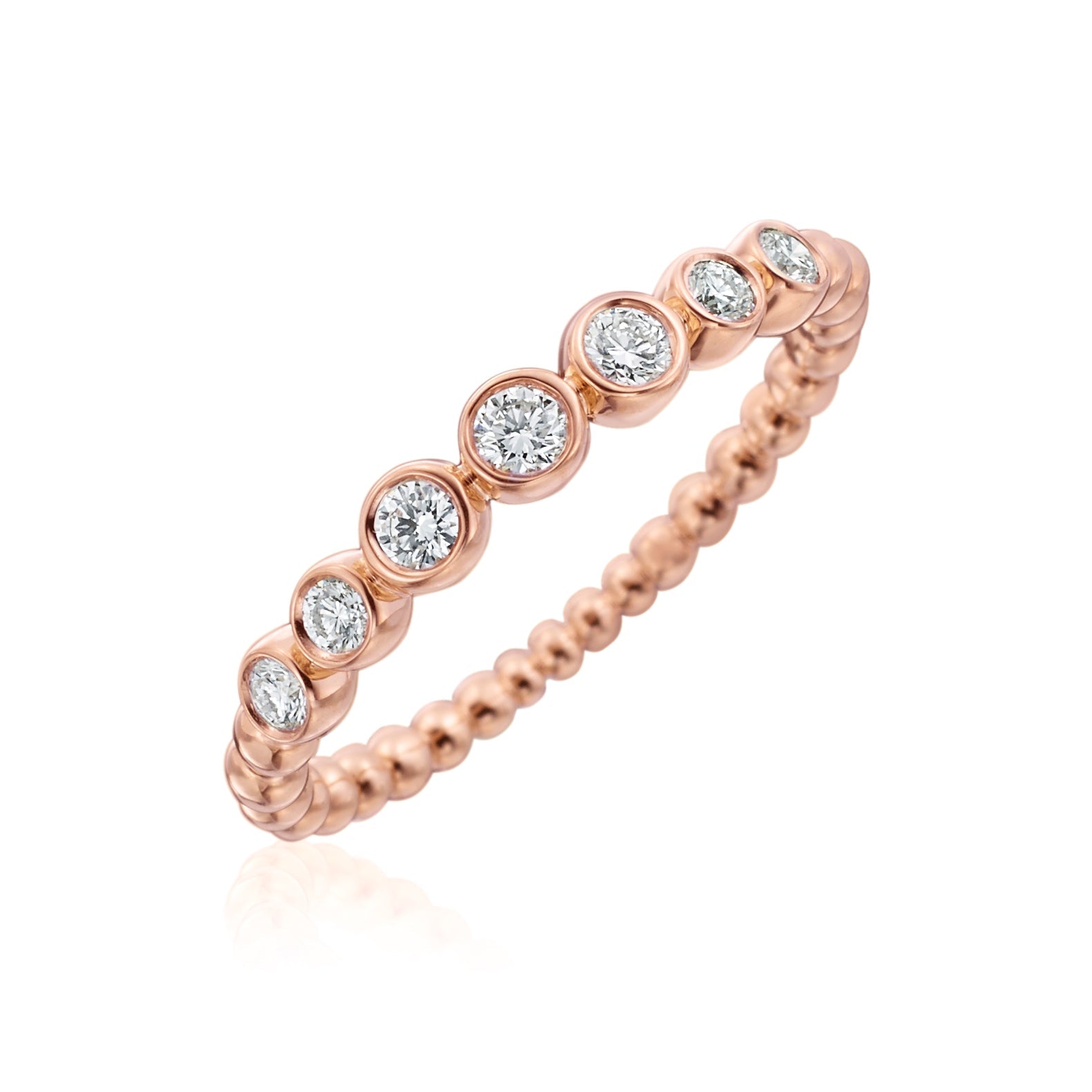 Rose Gold Beaded Diamond Ring - Kelly Wade Jewelers Store