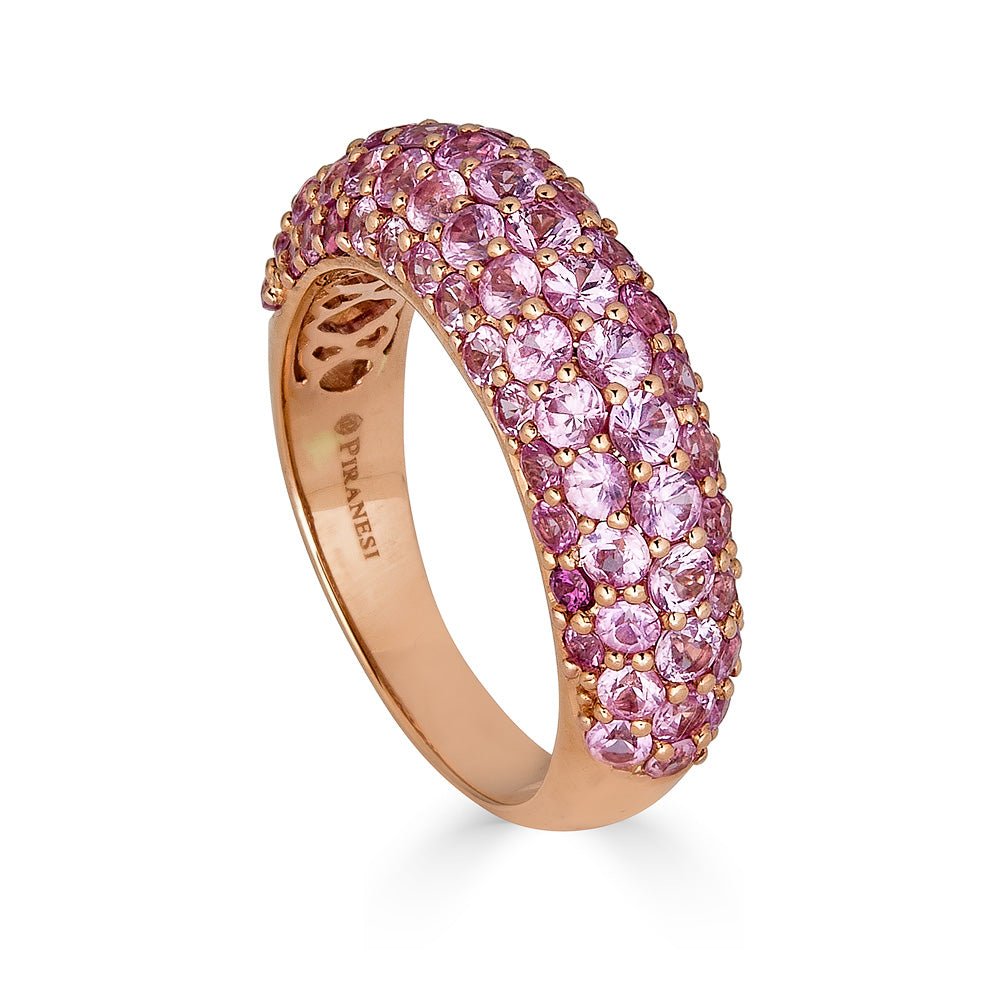 Rose Gold Pink Sapphire Dome Ring - Kelly Wade Jewelers