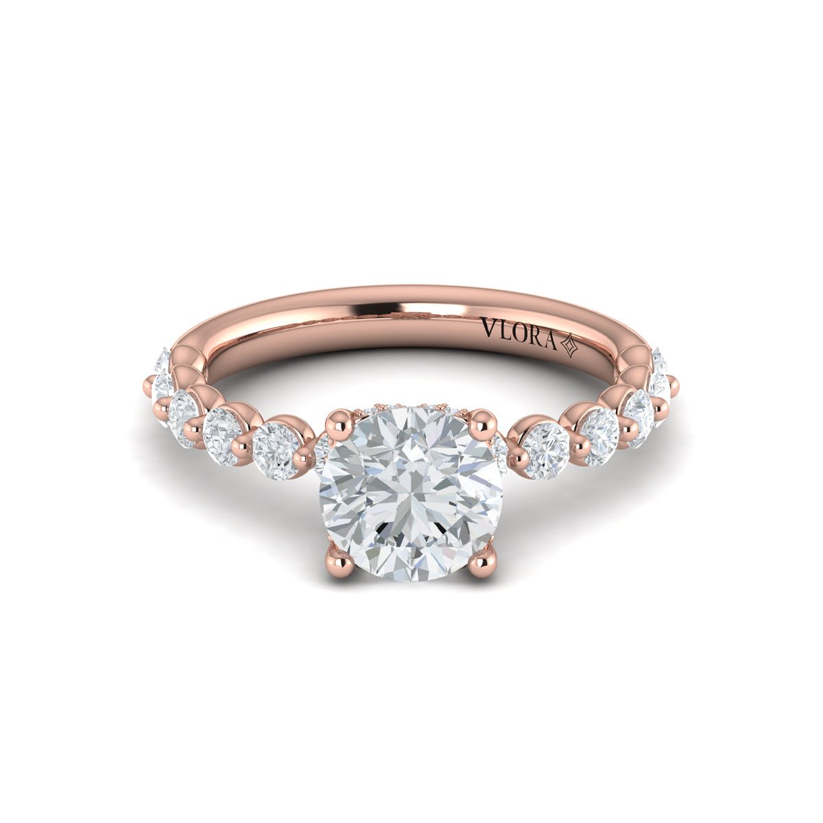 Round Diamond with Floating Diamond Band - Kelly Wade Jewelers