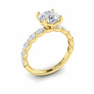 Round Diamond with Oval Diamond Band - Kelly Wade Jewelers