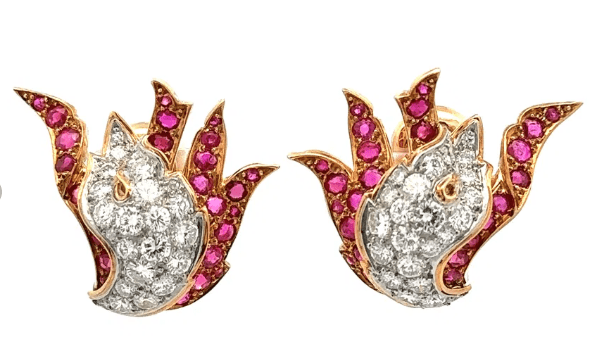 Ruby & Diamond Flame Earrings - Kelly Wade Jewelers
