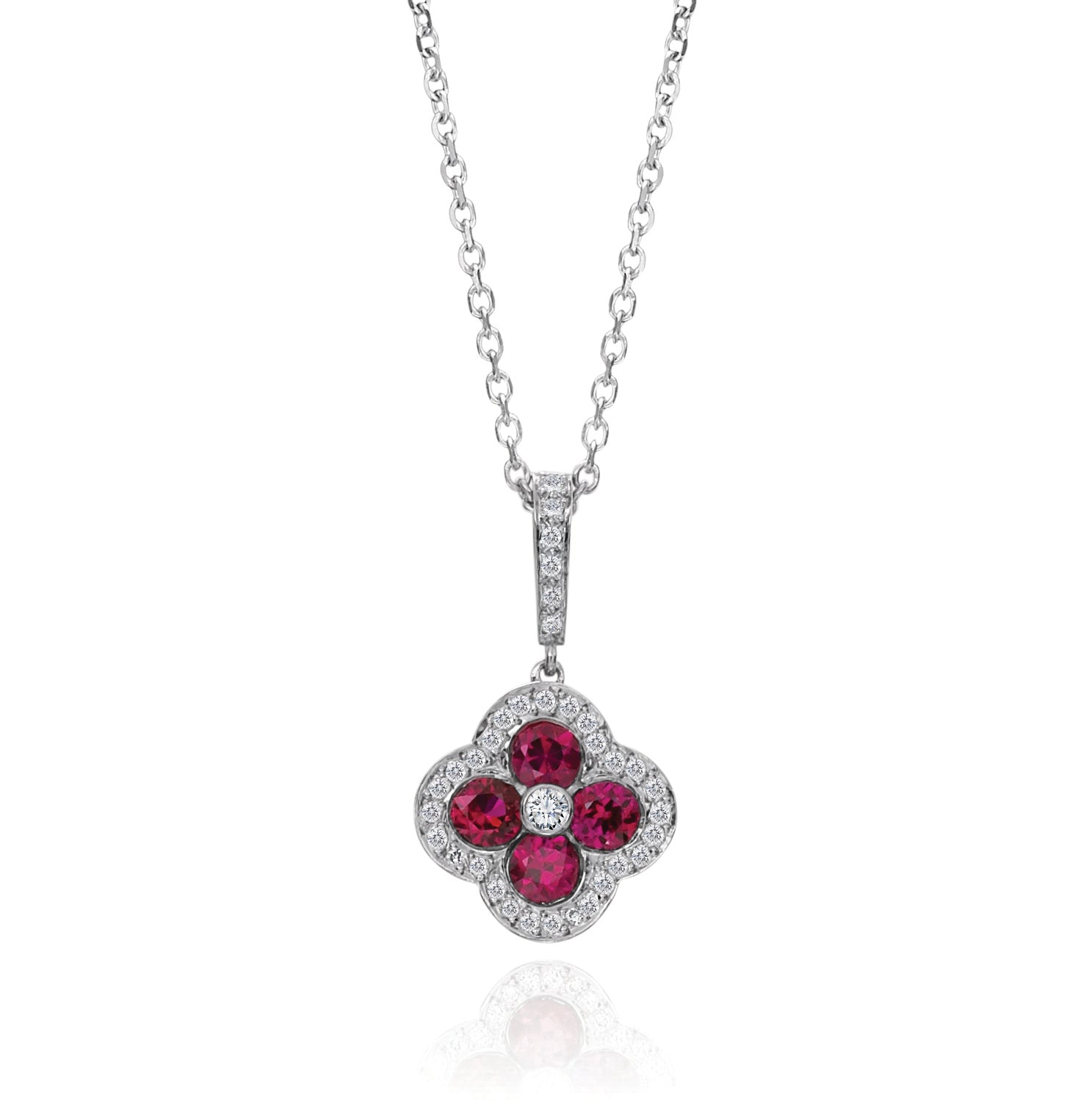 Ruby Diamond Flower Necklace - Kelly Wade Jewelers Store