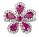 Ruby & Diamond Flower Ring - Kelly Wade Jewelers