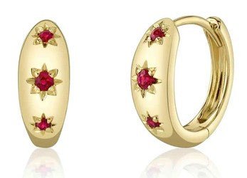 Ruby Star Hoop Earrings - Kelly Wade Jewelers