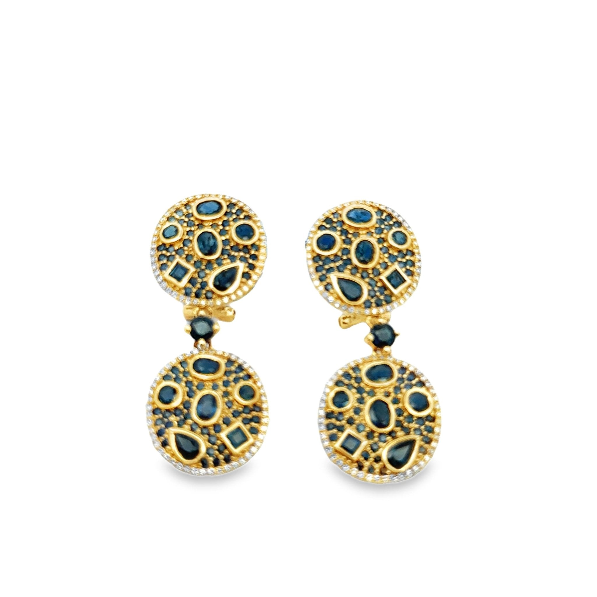 Saphire Double Drop Earrings - Kelly Wade Jewelers