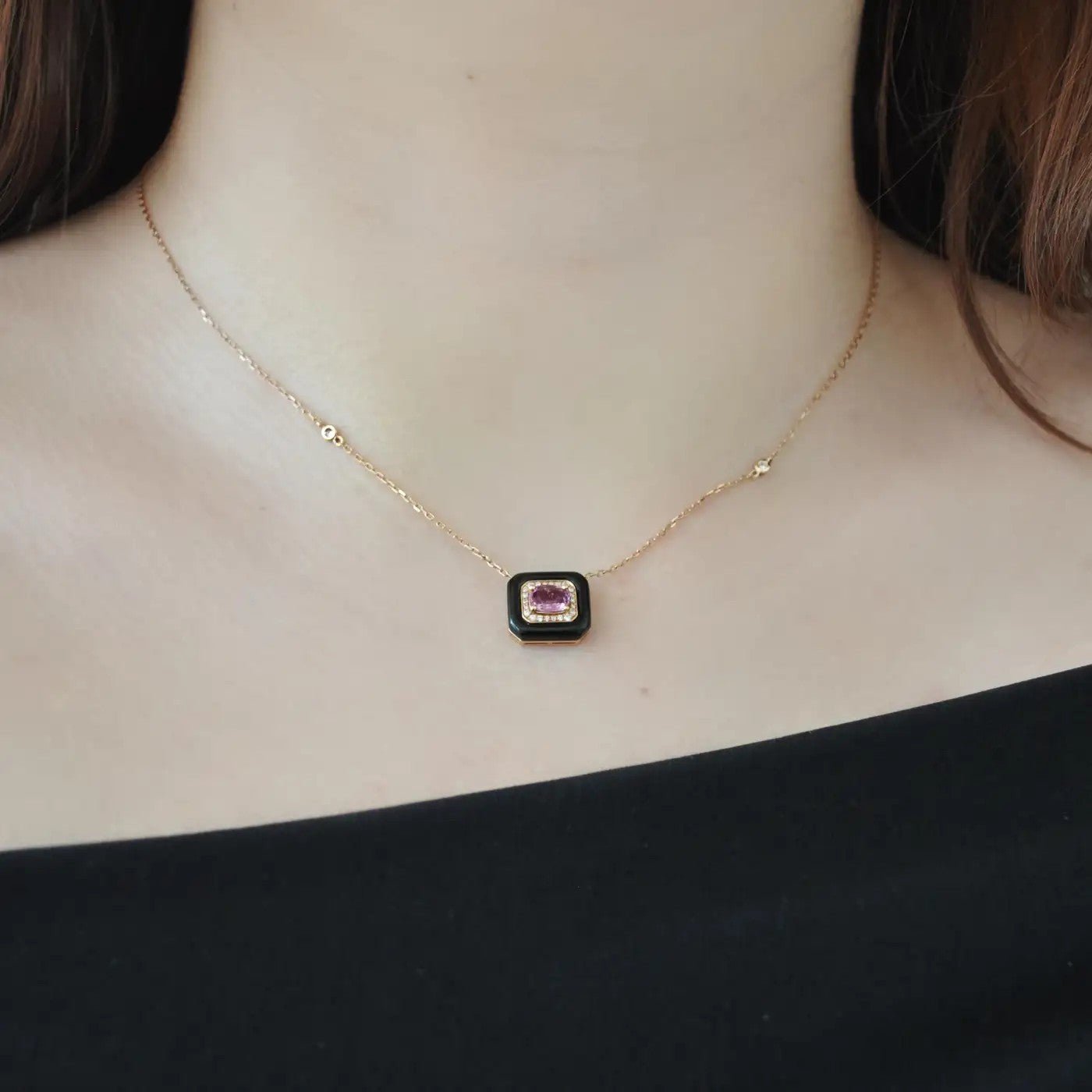 Sapphire Diamond & Agate Necklace - Kelly Wade Jewelers