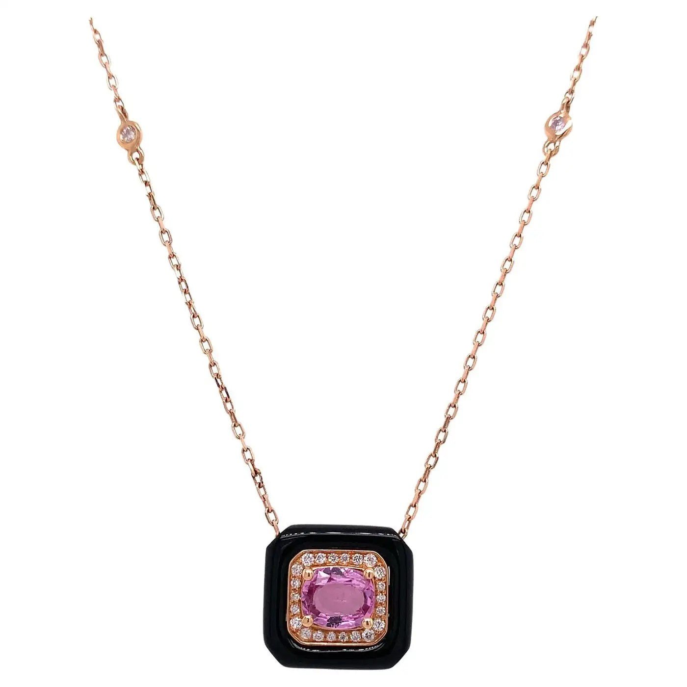Sapphire Diamond & Agate Necklace - Kelly Wade Jewelers