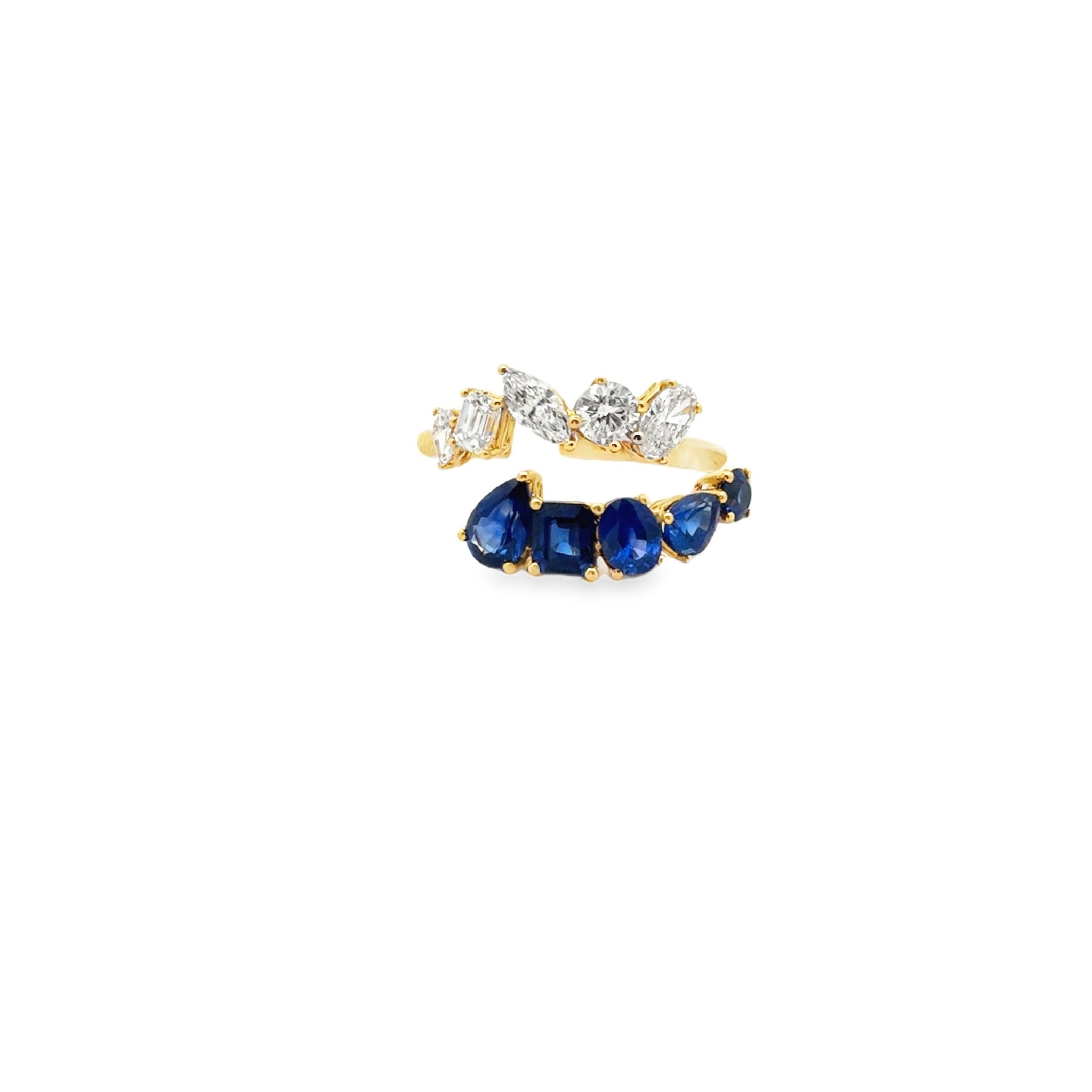 Sapphire & Diamond Bypass Ring - Kelly Wade Jewelers