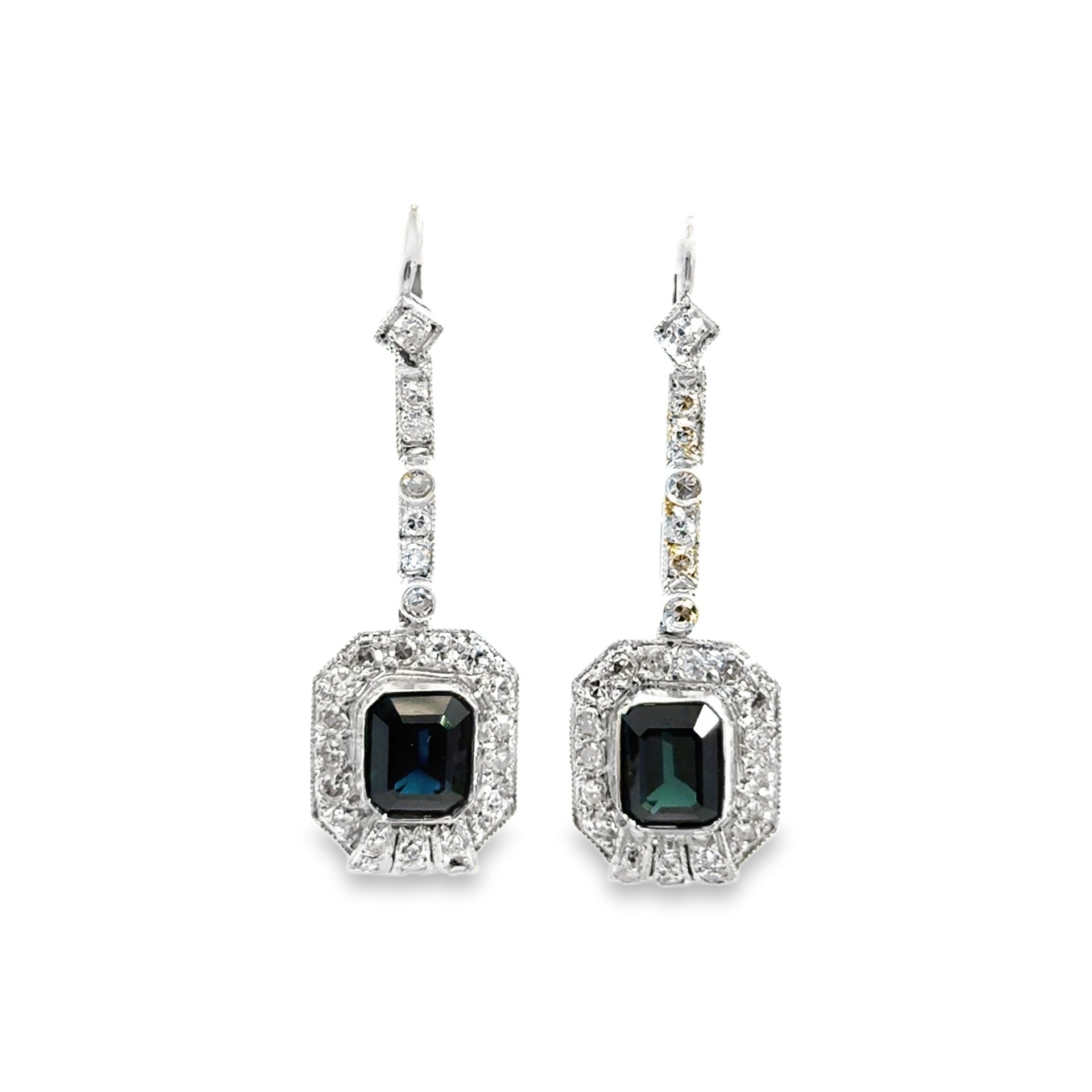 Sapphire & Diamond Dangle Earrings - Kelly Wade Jewelers