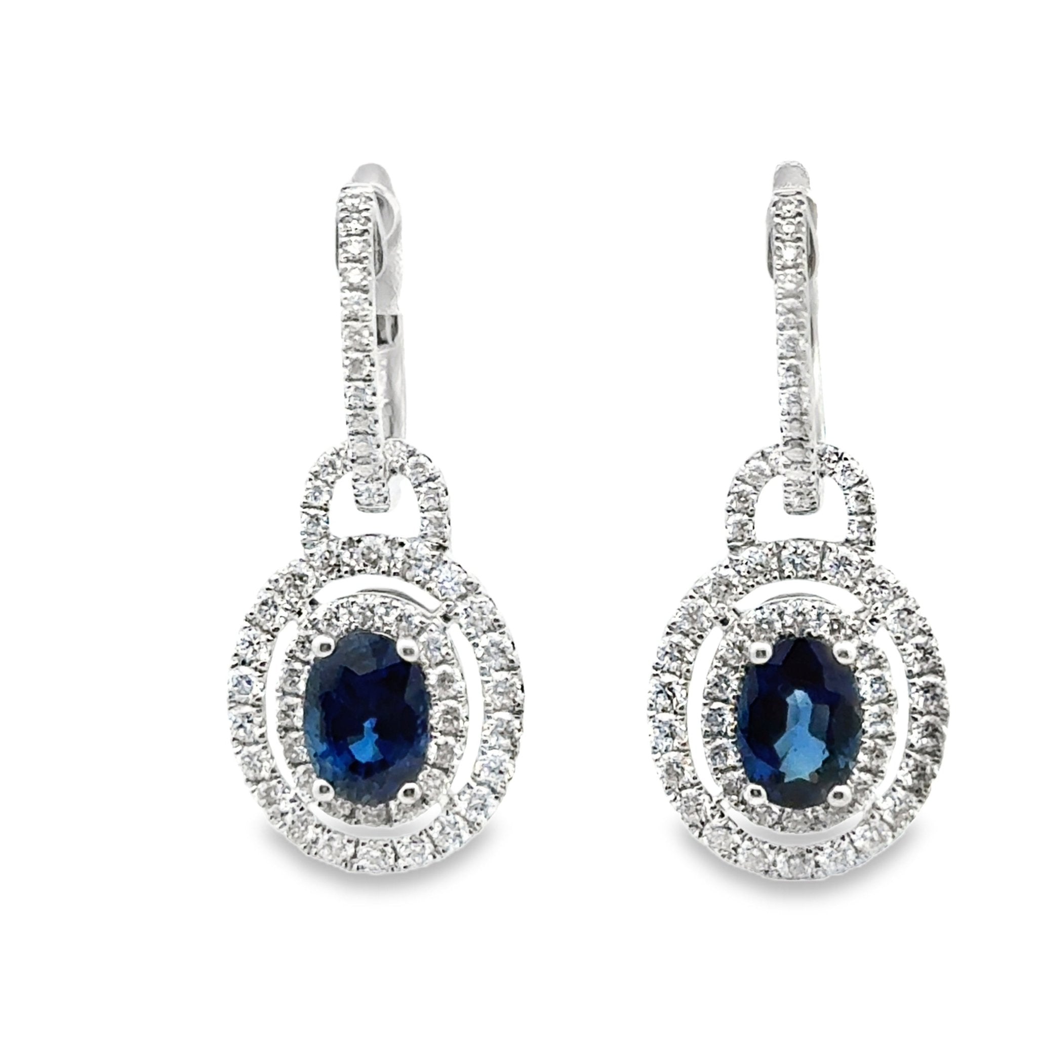 Sapphire & Diamond Dangle Earrings - Kelly Wade Jewelers