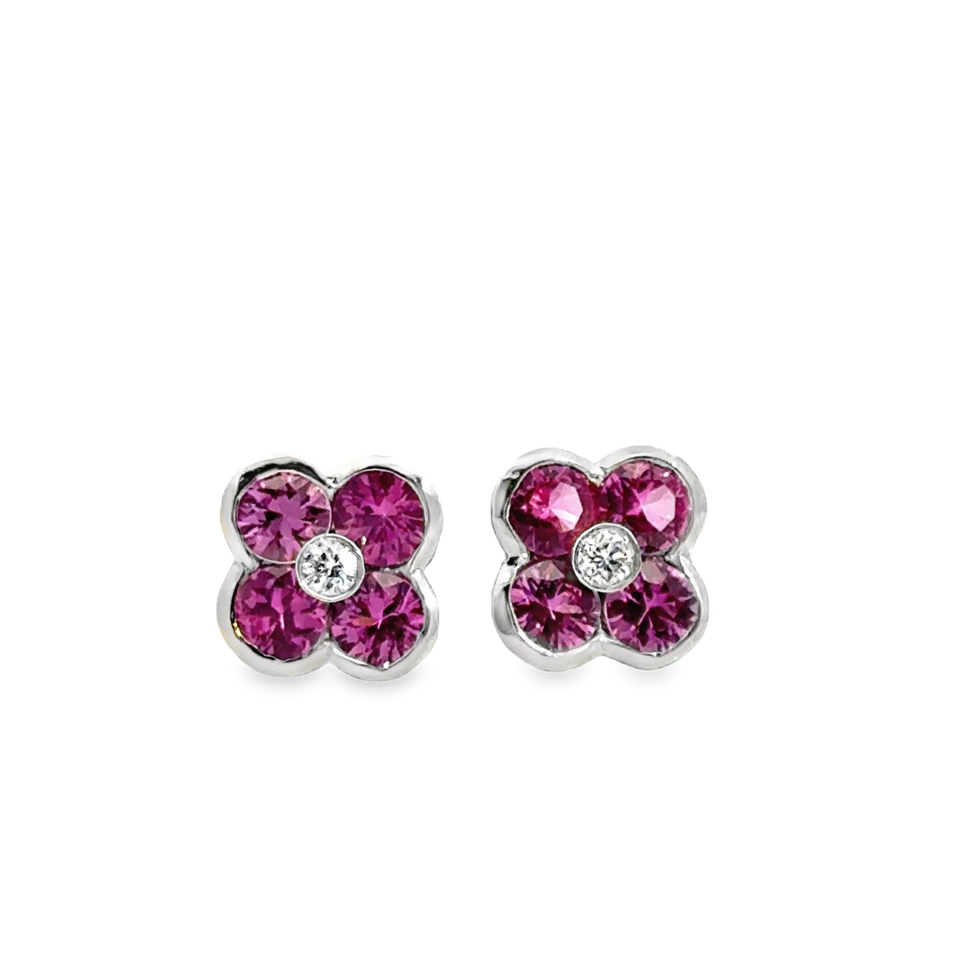 Sapphire Diamond Flower Studs - Kelly Wade Jewelers Store