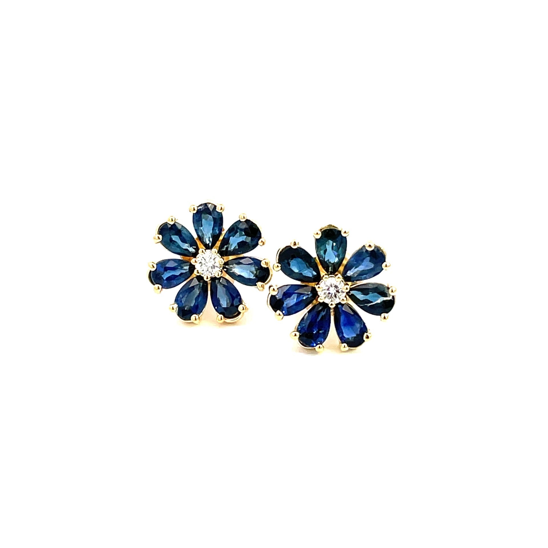 Sapphire Flower Stud Earrings - Kelly Wade Jewelers