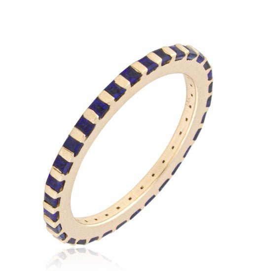 Sapphire Gold Bar Eternity Ring - Kelly Wade Jewelers