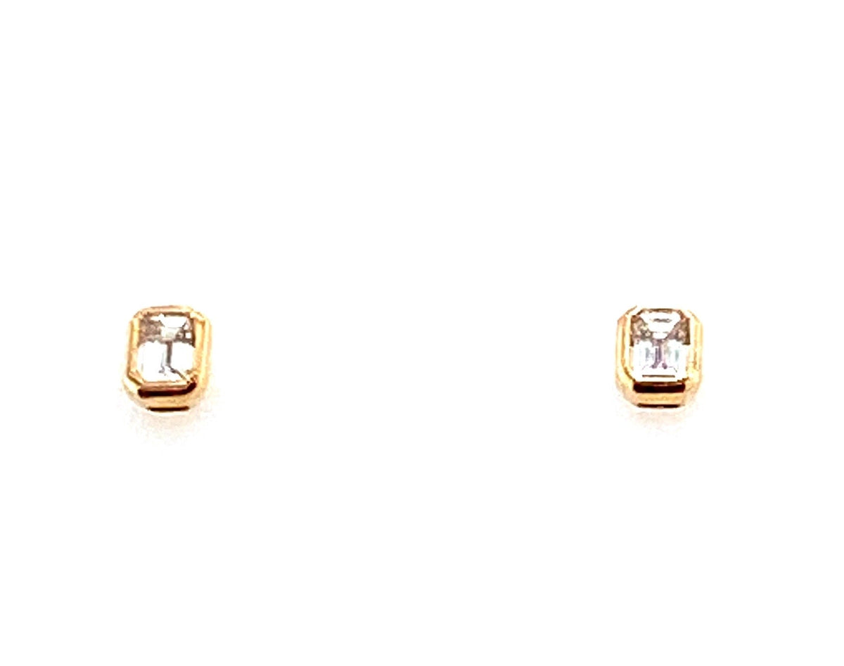 Satin Milgrain Emerald Cut Diamond Earrings - Kelly Wade Jewelers