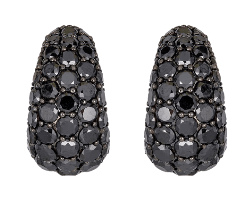 Small Black Diamond Dome Hoops - Kelly Wade Jewelers
