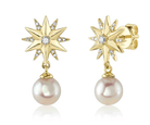 Starburst with Pearl Drop Earrings - Kelly Wade Jewelers