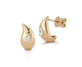 Teardrop Diamond Huggies - Kelly Wade Jewelers