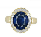 Thai Blue Sapphire Ring With Diamond Halo - Kelly Wade Jewelers