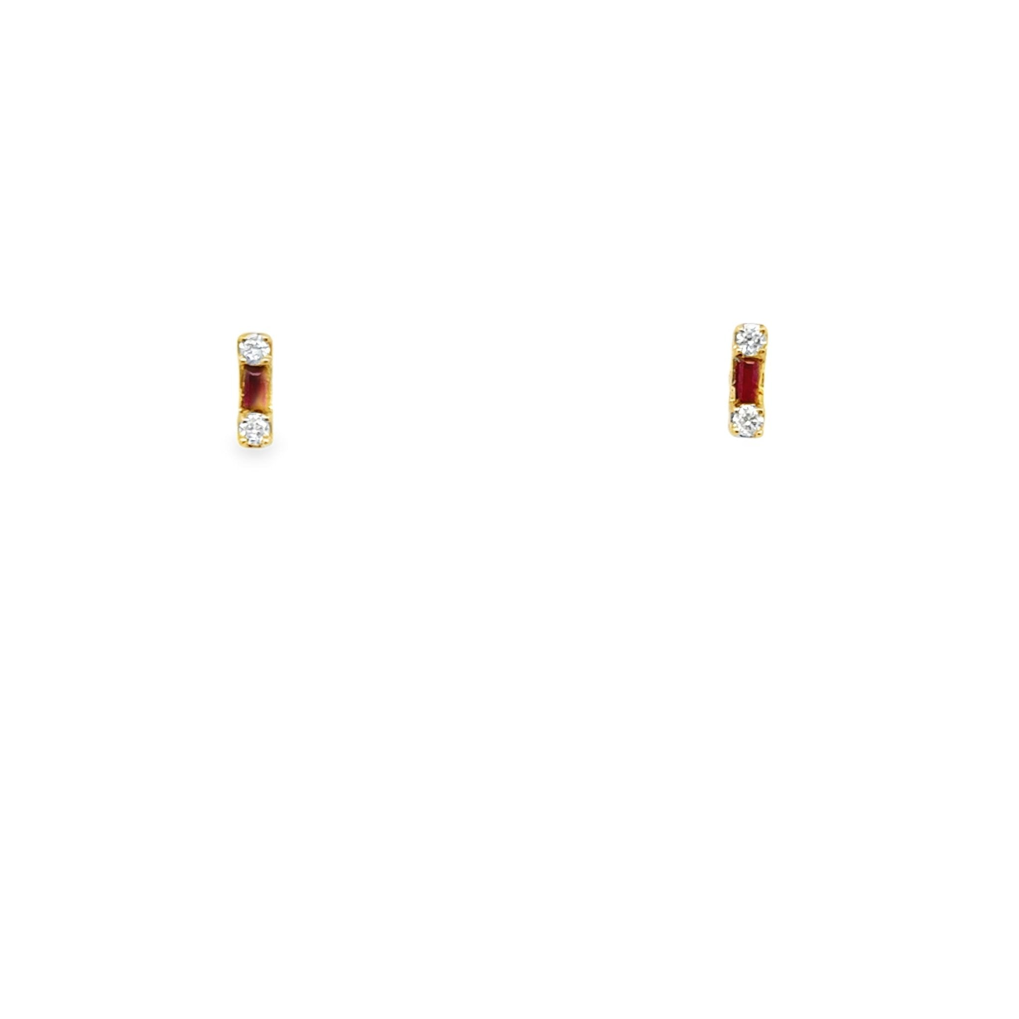 Tiny Ruby Baguette Earrings - Kelly Wade Jewelers