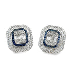 Triple Halo Diamond & Sapphire Earrings - Kelly Wade Jewelers