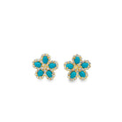 Turquoise & Diamond Flower Studs - Kelly Wade Jewelers