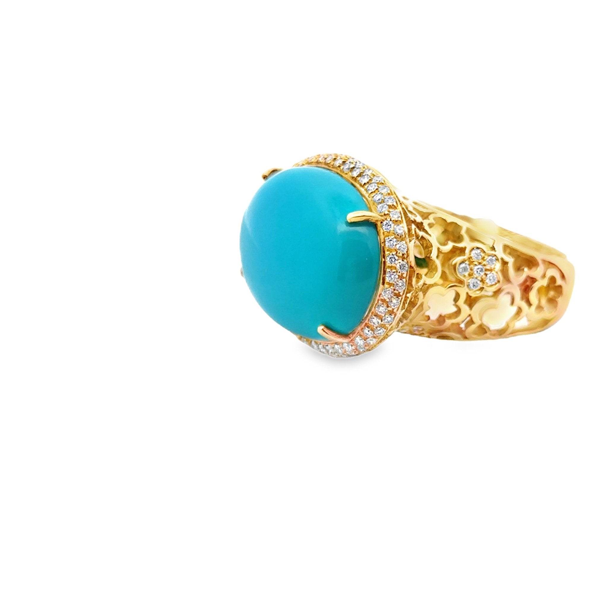 Turquoise East West Cabochon Ring - Kelly Wade Jewelers