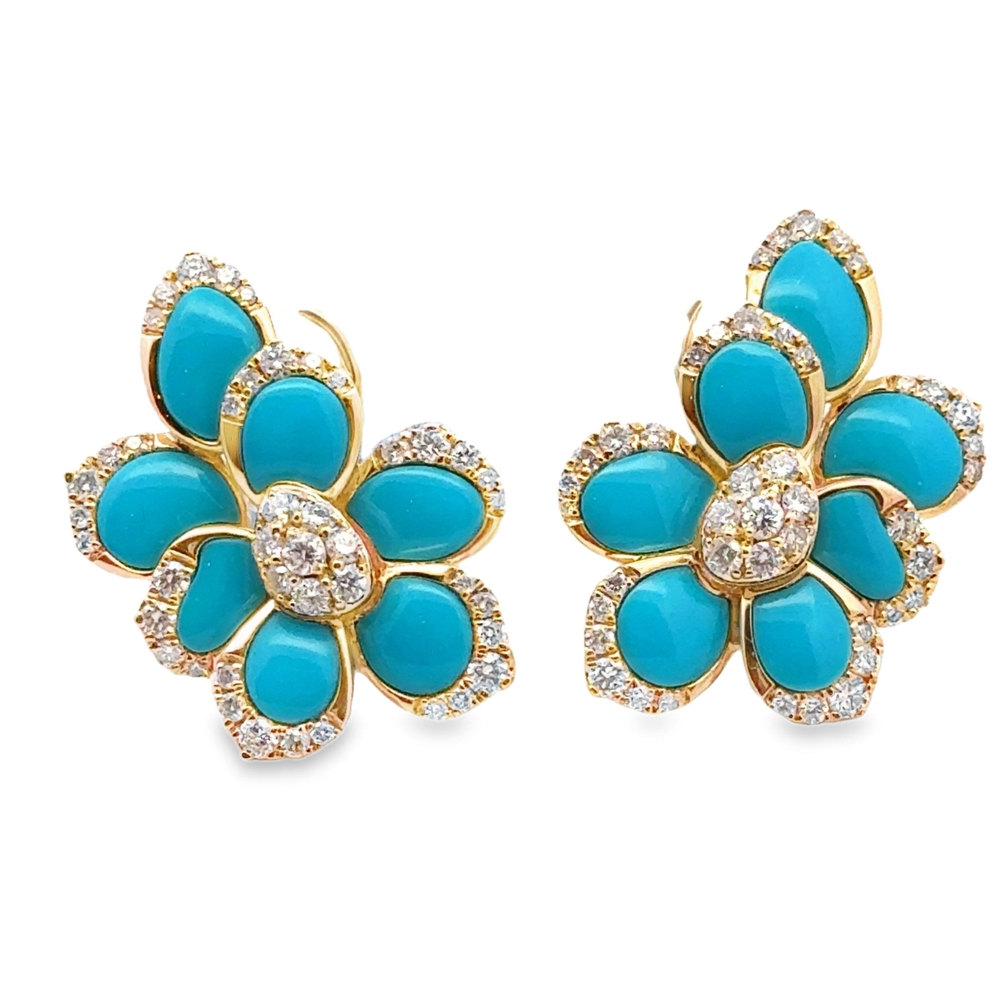 Turquoise Elongated Flower Earrings - Kelly Wade Jewelers