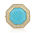 Turquoise Octagon Ring With Diamond Halo - Kelly Wade Jewelers