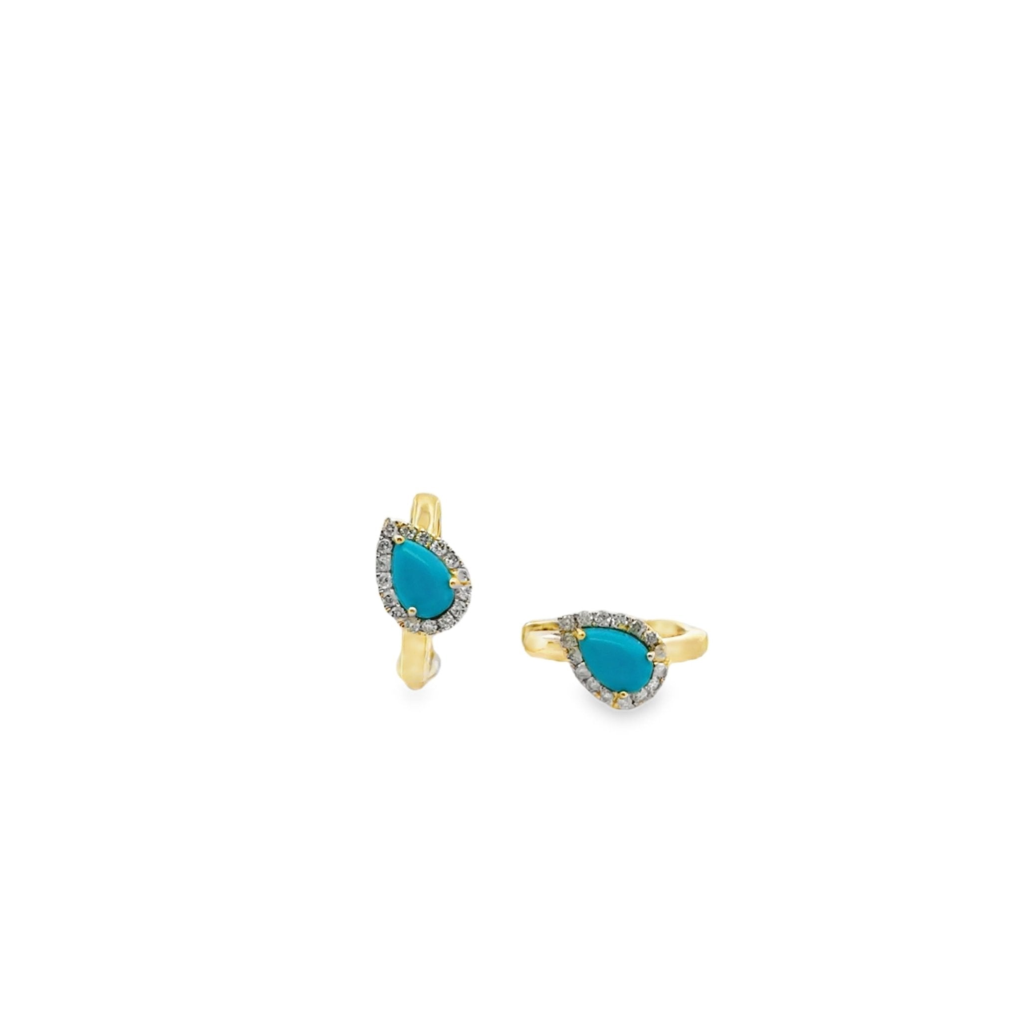 Turquoise Pear Hoop Earrings - Kelly Wade Jewelers