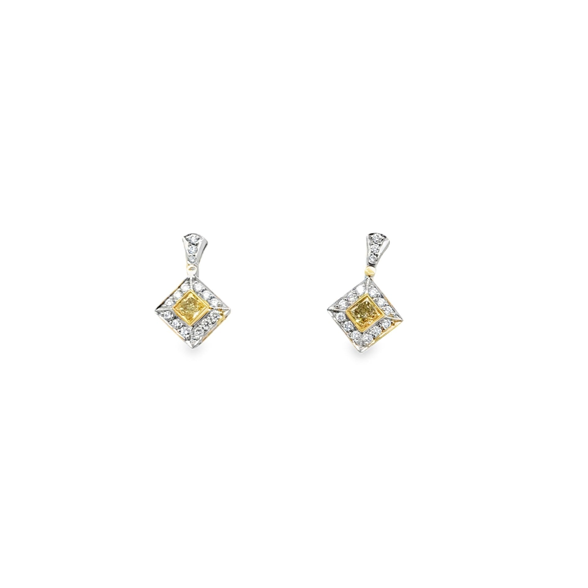 Two Tone Diamond Dangle Earrings - Kelly Wade Jewelers
