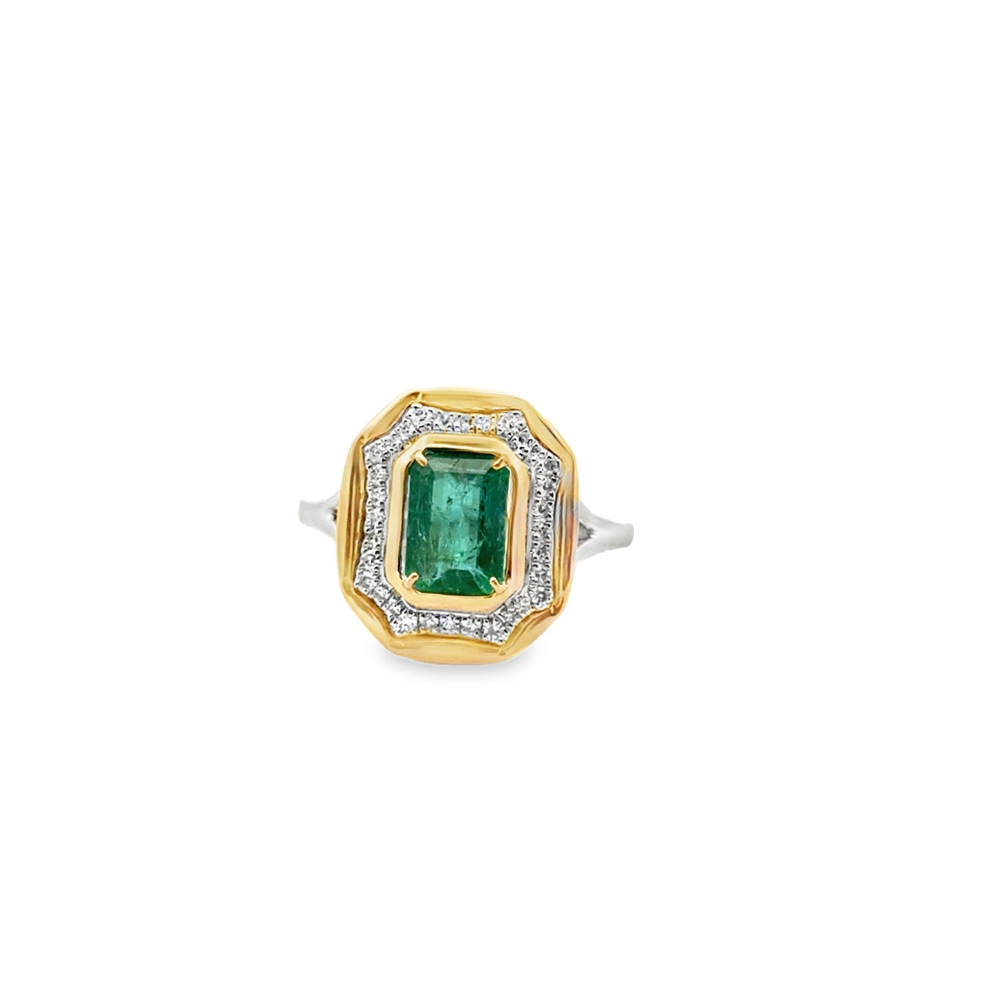 Two Tone Emerald Ring - Kelly Wade Jewelers