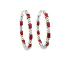 Two Tone Ruby & Diamond Hoops - Kelly Wade Jewelers