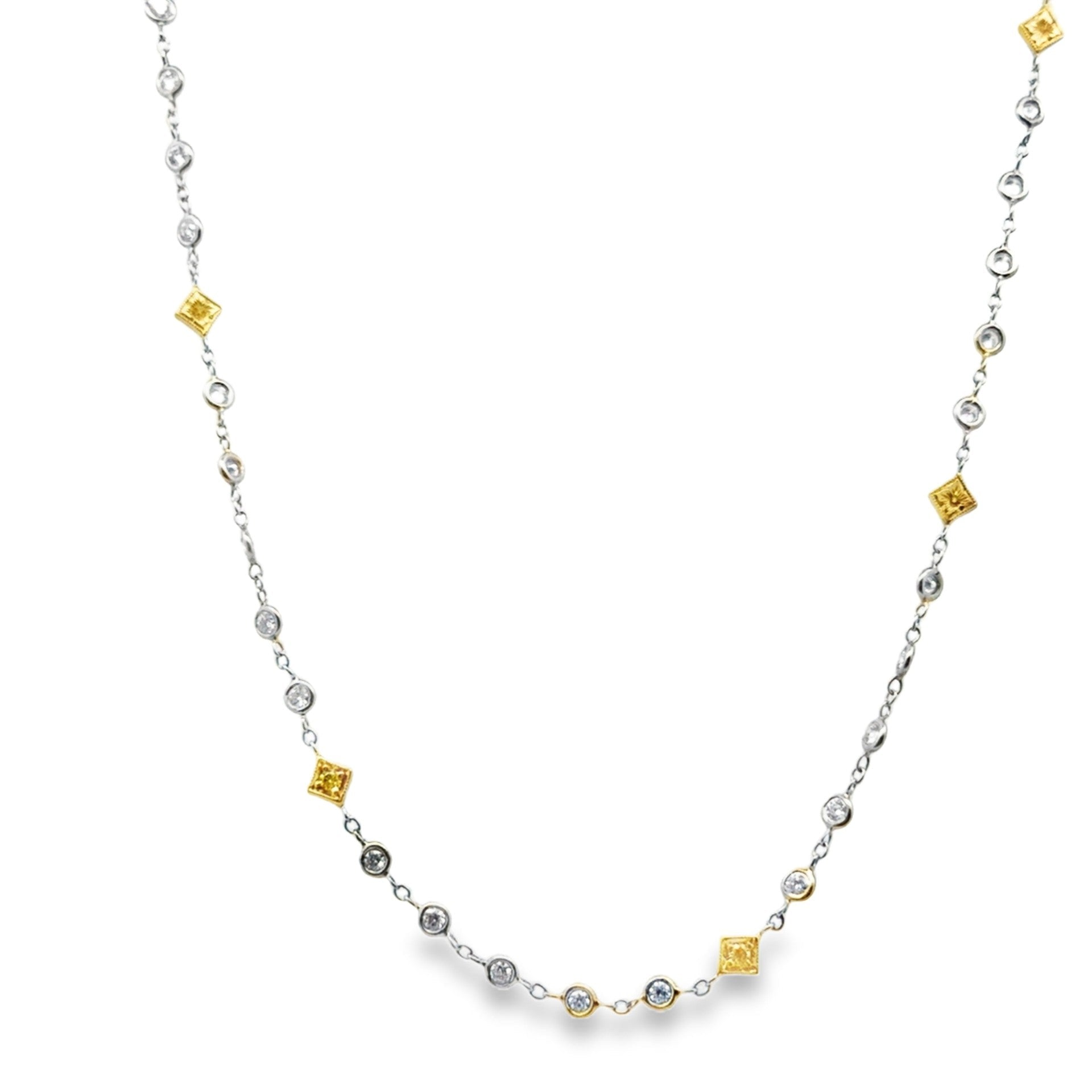 Two Tone Yellow Diamond Necklace - Kelly Wade Jewelers