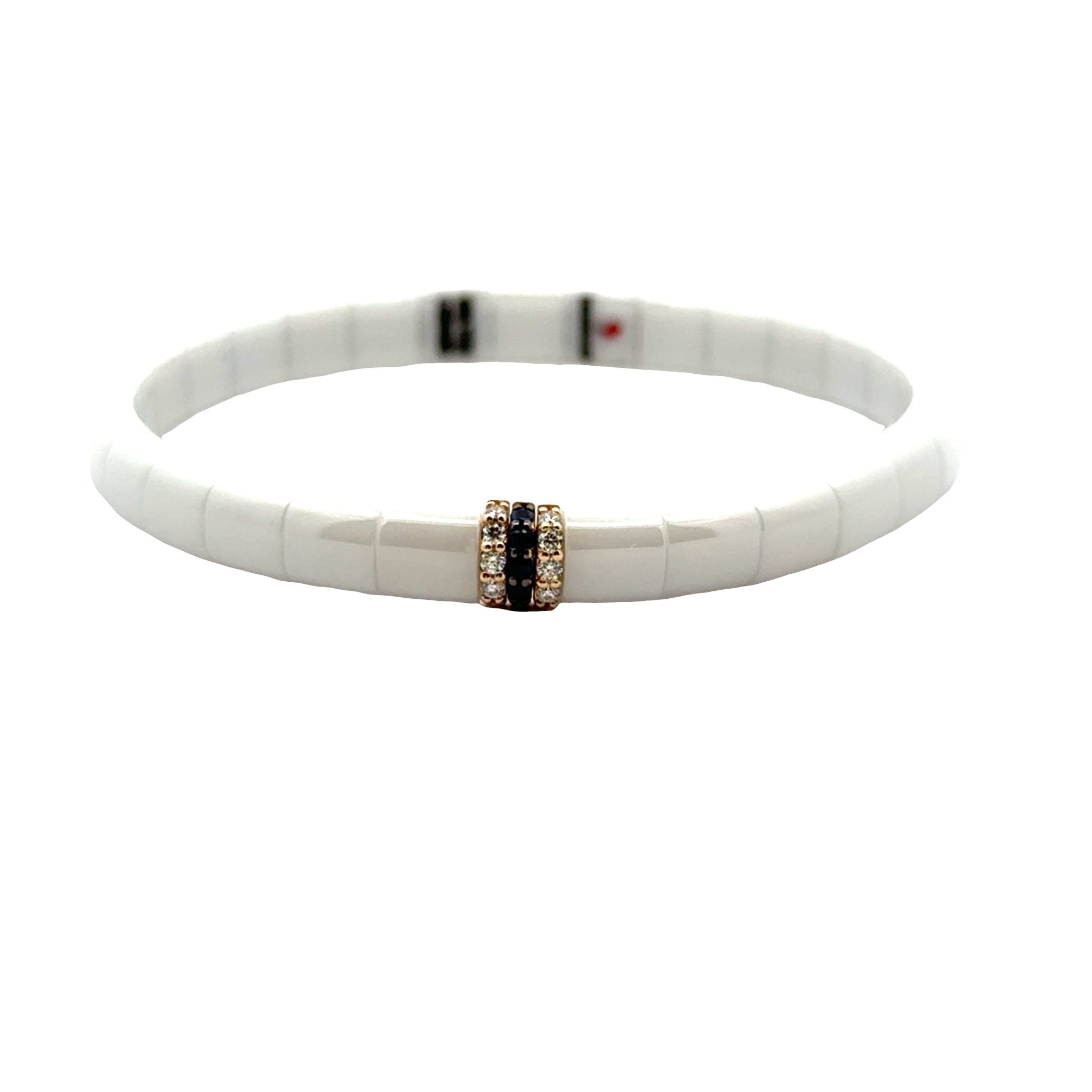 White Ceramic Stretch Bracelet - Kelly Wade Jewelers