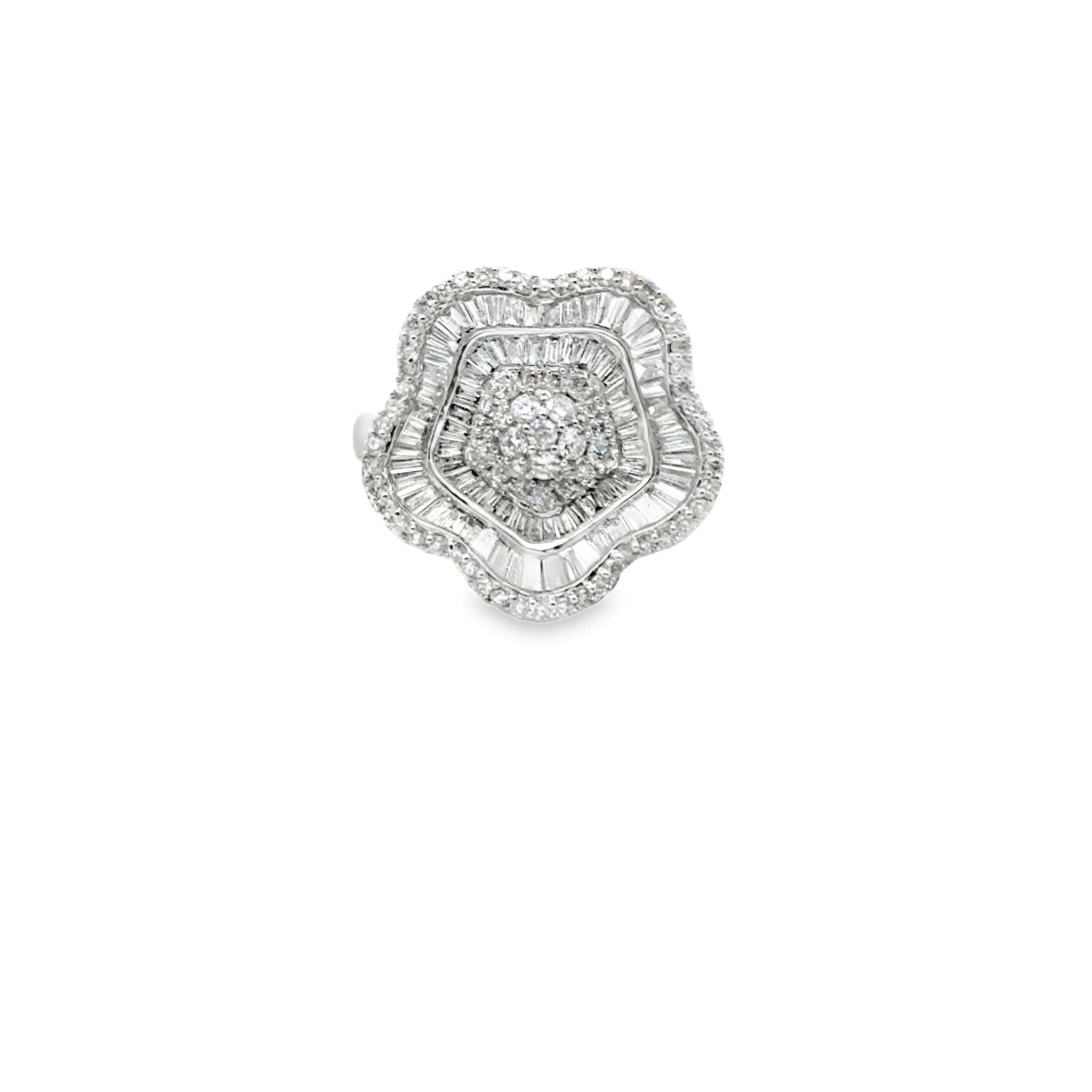 White Gold Flower Diamond Ring - Kelly Wade Jewelers