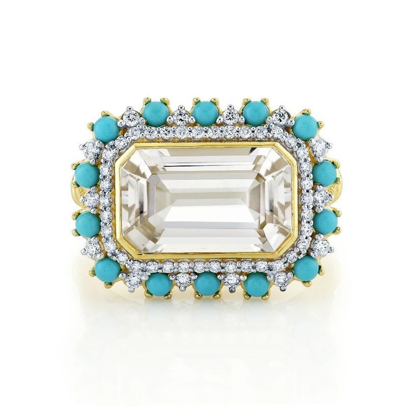 White Topaz & Turquoise Ring - Kelly Wade Jewelers