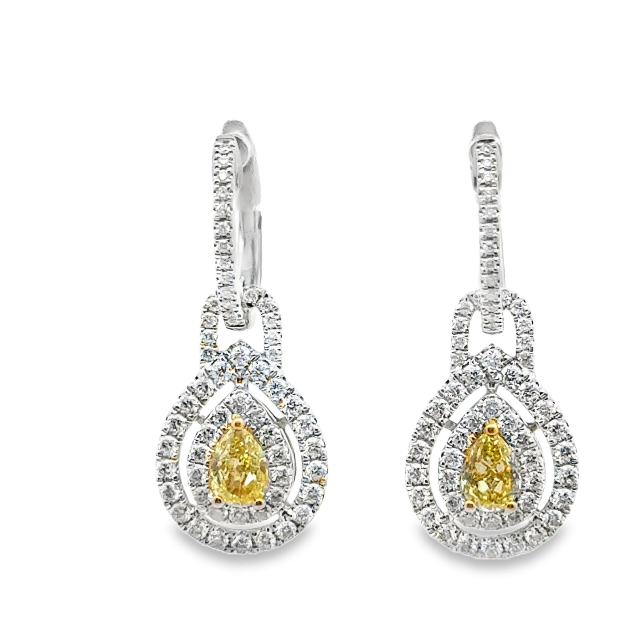 Yellow Diamond Dangle Earrings - Kelly Wade Jewelers