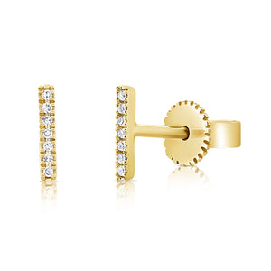 14k yellow gold diamond bar earring - Kelly Wade Jewelers Store
