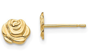 14k yellow gold rose earrings - Kelly Wade Jewelers Store
